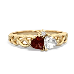 Garnet Heart To Heart Braid 14K Yellow Gold ring R5870