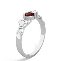 Garnet 'Our Heart' Claddagh 14K White Gold ring R2388