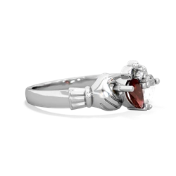 Garnet 'Our Heart' Claddagh 14K White Gold ring R2388