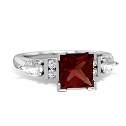 Garnet 6Mm Princess Eternal Embrace Engagement 14K White Gold ring C2002