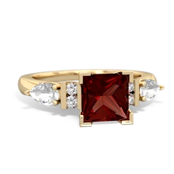 Garnet 6Mm Princess Eternal Embrace Engagement 14K Yellow Gold ring C2002