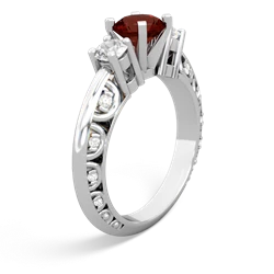 Garnet Art Deco Eternal Embrace Engagement 14K White Gold ring C2003