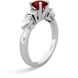 Garnet 6Mm Round Eternal Embrace Engagement 14K White Gold ring R2005