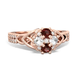 Garnet Celtic Knot Cluster Engagement 14K Rose Gold ring R26443RD