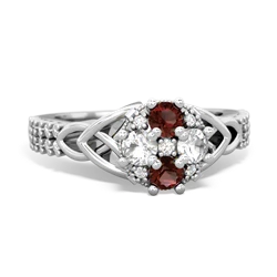 Garnet Celtic Knot Cluster Engagement 14K White Gold ring R26443RD