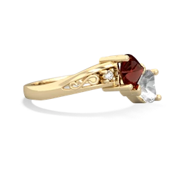 Garnet Snuggling Hearts 14K Yellow Gold ring R2178