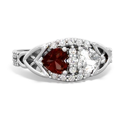 Garnet Sparkling Celtic Knot 14K White Gold ring R2645