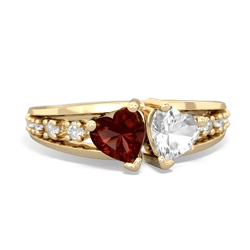 Garnet Heart To Heart 14K Yellow Gold ring R3342