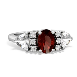 Garnet Antique Style Three Stone 14K White Gold ring R2186