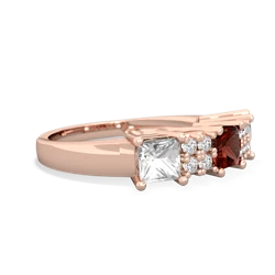 Garnet Three Stone Diamond Cluster 14K Rose Gold ring R2592