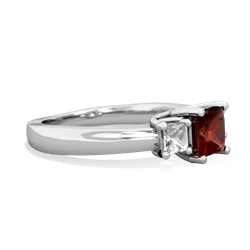 Garnet Three Stone Trellis 14K White Gold ring R4015