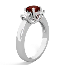 Garnet Three Stone Round Trellis 14K White Gold ring R4018