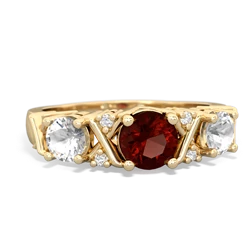 Garnet Hugs And Kisses 14K Yellow Gold ring R5016