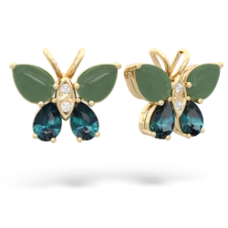 Jade Butterfly 14K Yellow Gold earrings E2215