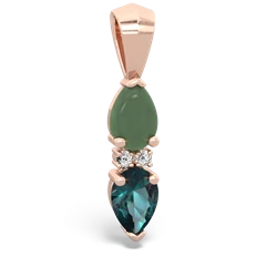 Jade Bowtie Drop 14K Rose Gold pendant P0865