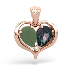 Jade Two Become One 14K Rose Gold pendant P5330