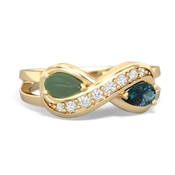 Jade Diamond Infinity 14K Yellow Gold ring R5390