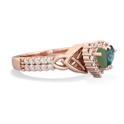 Jade Celtic Knot Two Hearts As One 14K Rose Gold ring R2644HRT