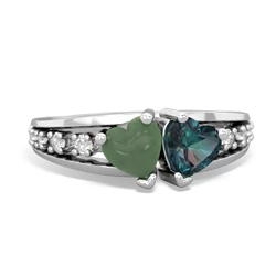 Jade Heart To Heart 14K White Gold ring R3342