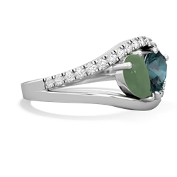 Jade Nestled Heart Keepsake 14K White Gold ring R5650