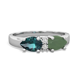 Jade Pear Bowtie 14K White Gold ring R0865