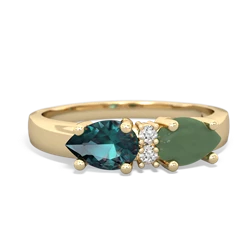 Jade Pear Bowtie 14K Yellow Gold ring R0865