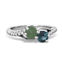 Jade Infinity Pave Two Stone 14K White Gold ring R5285