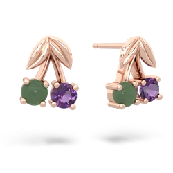 Jade Sweet Cherries 14K Rose Gold earrings E7001