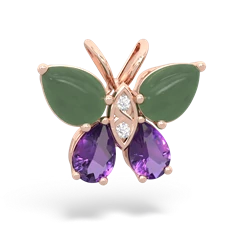 Jade Butterfly 14K Rose Gold pendant P2215