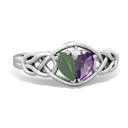 Jade Celtic Love Knot 14K White Gold ring R5420