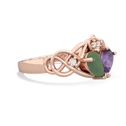 Jade 'One Heart' Celtic Knot Claddagh 14K Rose Gold ring R5322