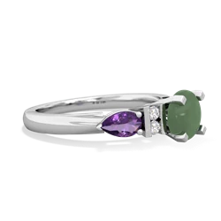 Jade 6Mm Round Eternal Embrace Engagement 14K White Gold ring R2005