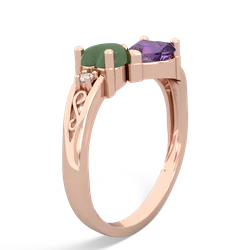 Jade Snuggling Hearts 14K Rose Gold ring R2178