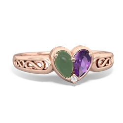 Jade Filligree 'One Heart' 14K Rose Gold ring R5070