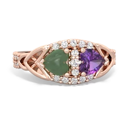 Jade Sparkling Celtic Knot 14K Rose Gold ring R2645