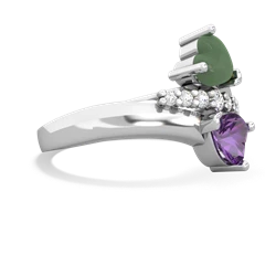 Jade Heart To Heart 14K White Gold ring R2064