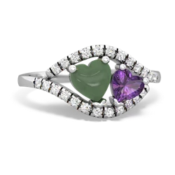 Jade Mother And Child 14K White Gold ring R3010