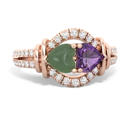 Jade Art-Deco Keepsake 14K Rose Gold ring R5630