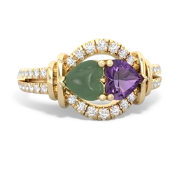 Jade Art-Deco Keepsake 14K Yellow Gold ring R5630