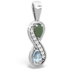 Jade Diamond Infinity 14K White Gold pendant P5390