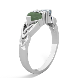 Jade Celtic Knot Double Heart 14K White Gold ring R5040