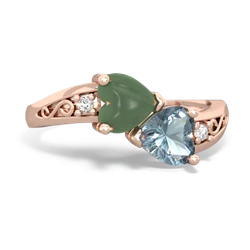 Jade Snuggling Hearts 14K Rose Gold ring R2178