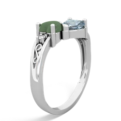 Jade Snuggling Hearts 14K White Gold ring R2178