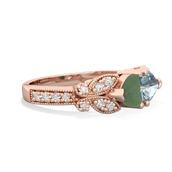 Jade Diamond Butterflies 14K Rose Gold ring R5601