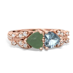 Jade Diamond Butterflies 14K Rose Gold ring R5601