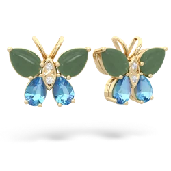 Jade Butterfly 14K Yellow Gold earrings E2215