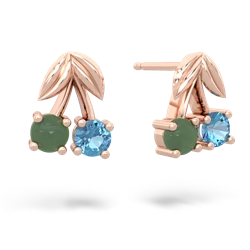 Jade Sweet Cherries 14K Rose Gold earrings E7001