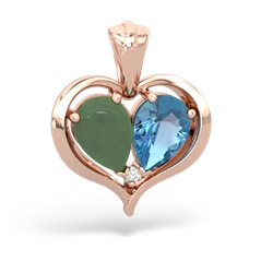 Jade Two Become One 14K Rose Gold pendant P5330