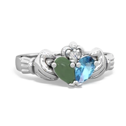 Jade 'Our Heart' Claddagh 14K White Gold ring R2388