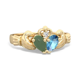 Jade 'Our Heart' Claddagh 14K Yellow Gold ring R2388